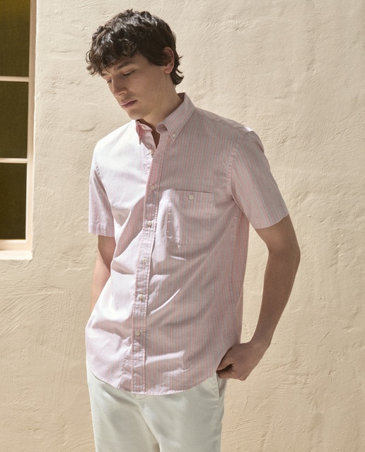 Imagen 0 de Camisa raya popelín cuadro bicolor de hombre