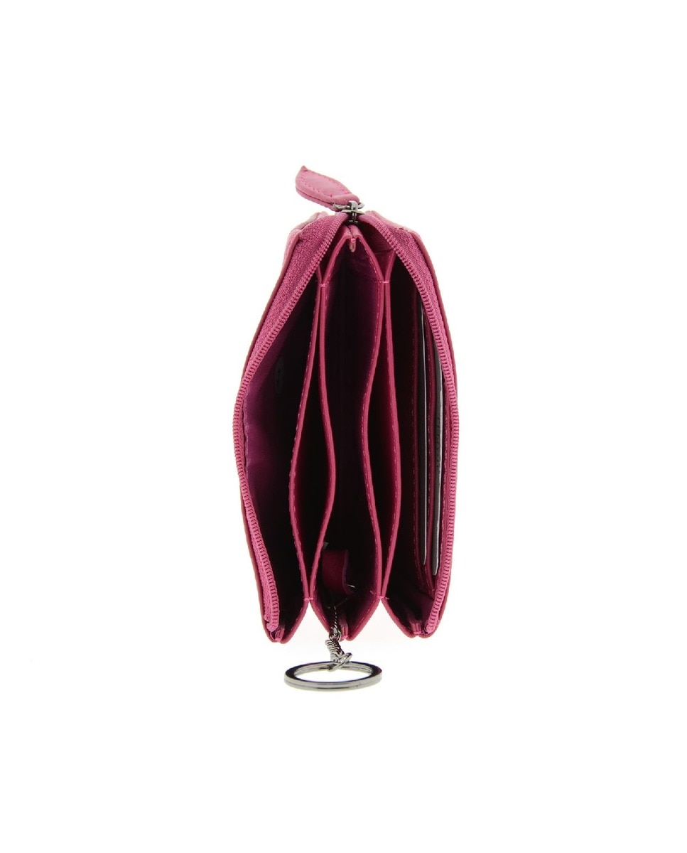 Porta-Cartões e Porta-Moedas Médio em Couro Legítimo Magenta-4