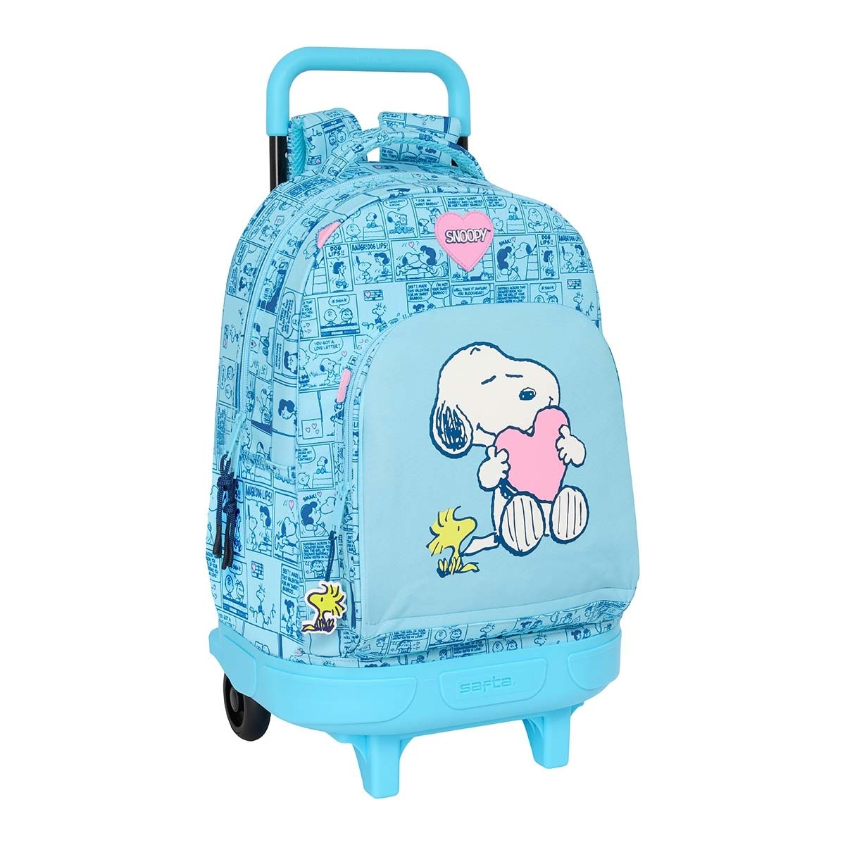 Mochila grande com rodas compact extraível Snoopy Safta azul claro Azul-claro-1