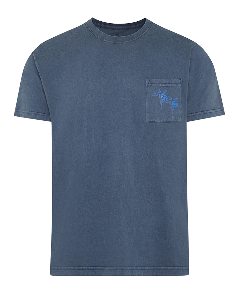 T-shirt com Lavagem e Desenho Azul-marinho-1
