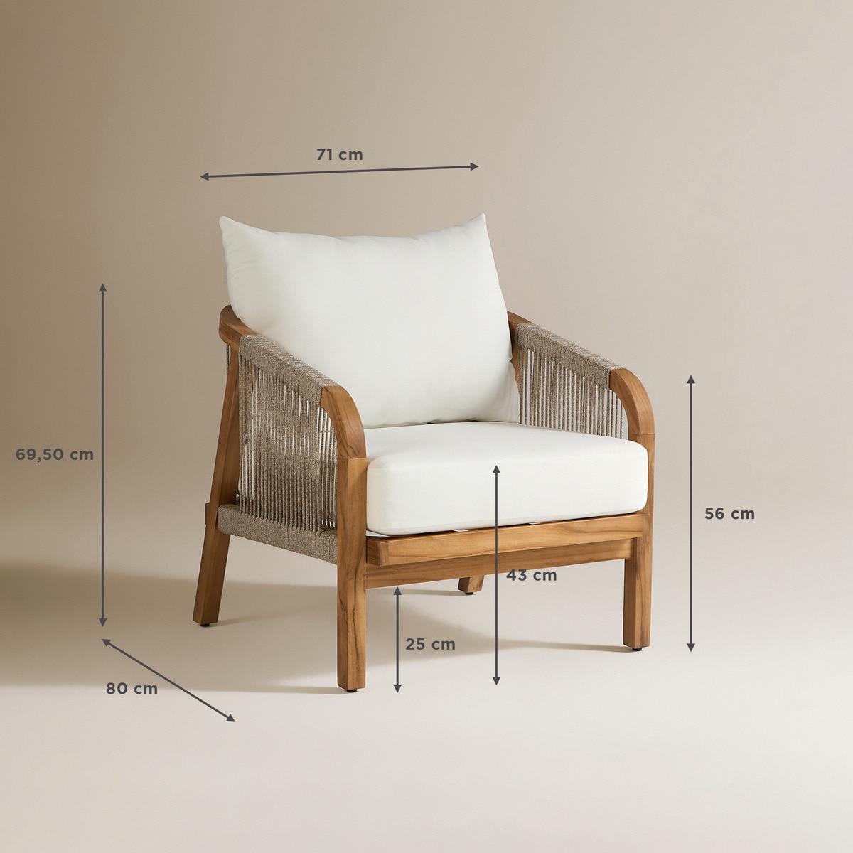Sillón de jardín de madera de teca Kansas El Corte Inglés Natural-8