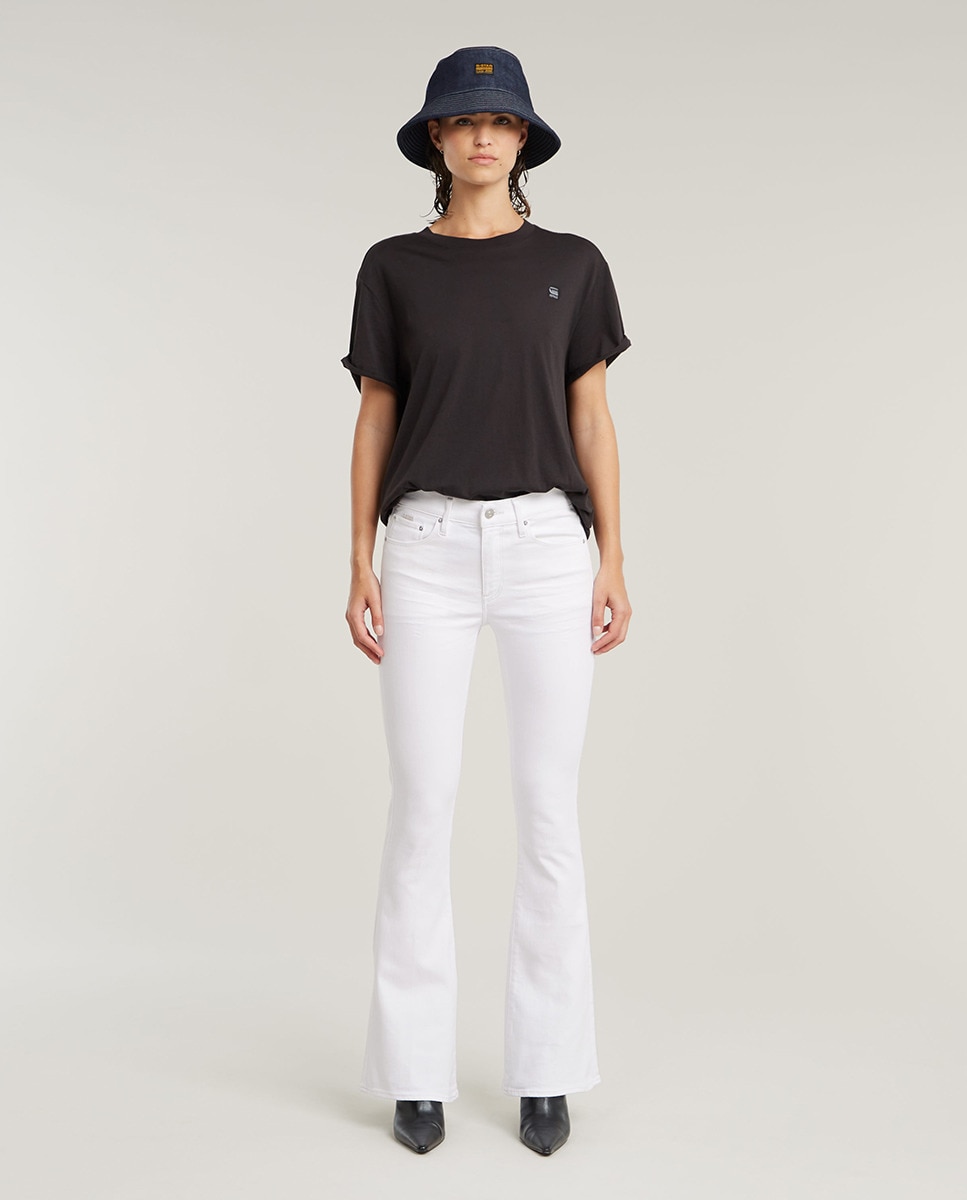 Jeans Skinny com Parte Inferior Ligeiramente em Forma de Sino Branco-1