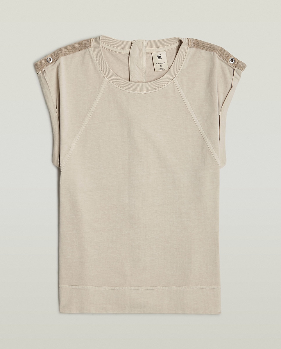 T-shirt sem mangas de mulher Caqui-7