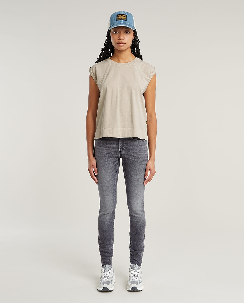 T-shirt sem mangas de mulher Caqui-5