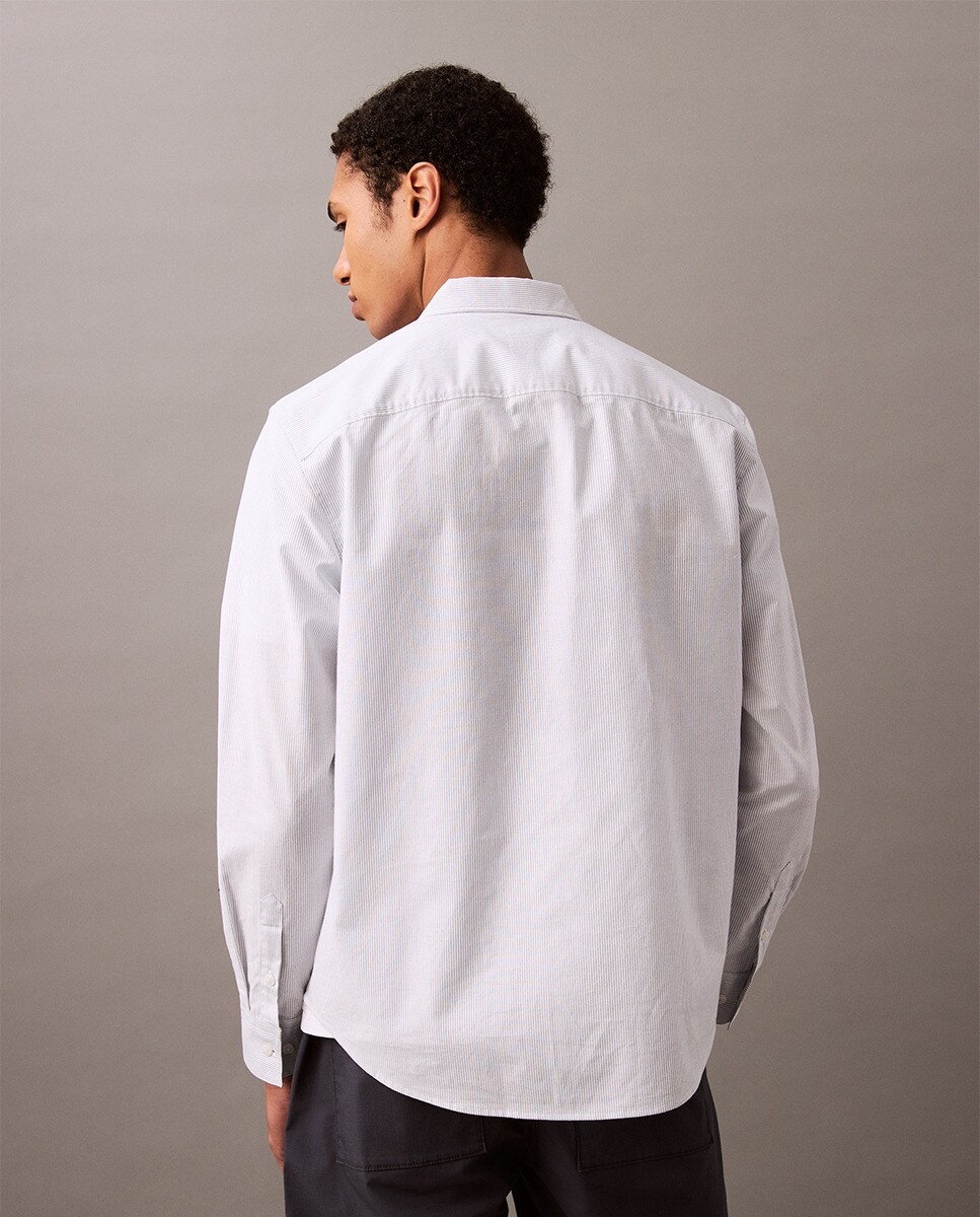 Camisa Oxford com Maxi Logótipo Azul-claro-2
