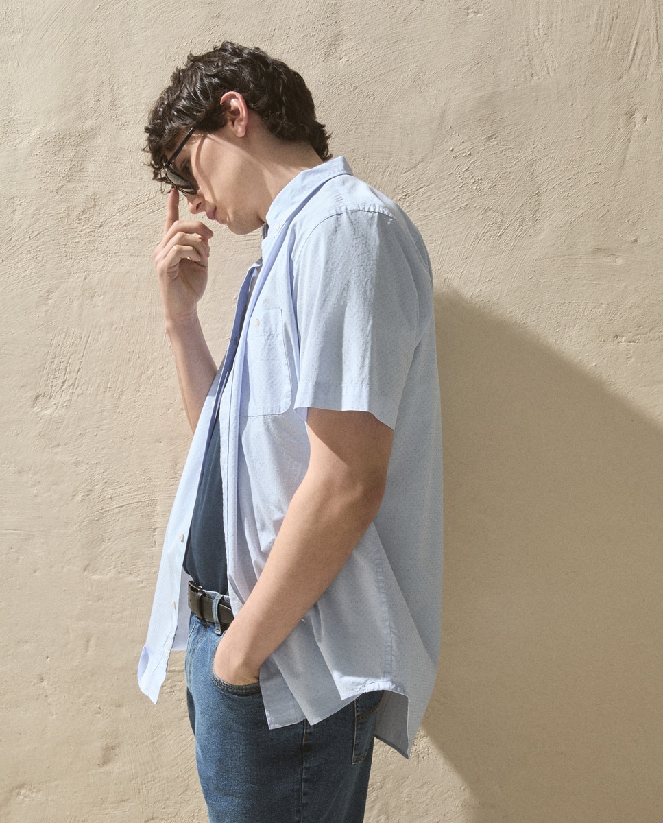 Camisa Fil a Fil com Estampado Branco-2