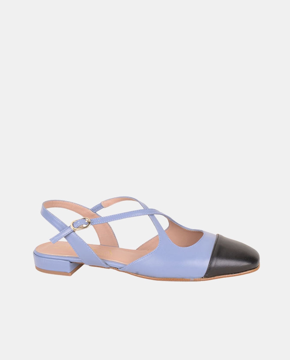 Sapatos Tipo Mules em Pele Denim-1