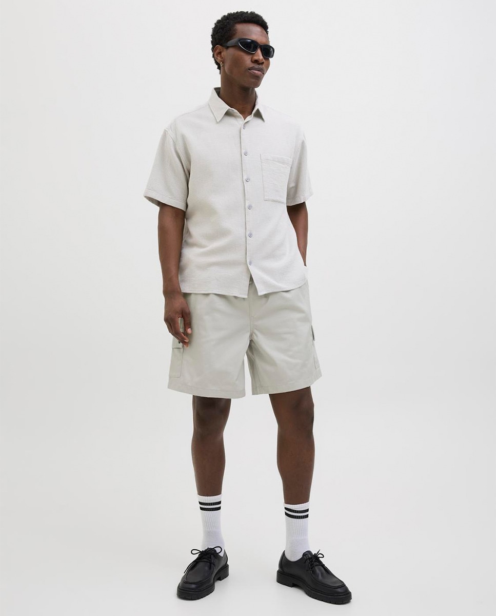 Bermudas com Bolsos Laterais e Corte Relaxed Cinzento-1