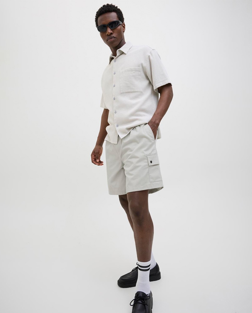 Bermudas com Bolsos Laterais e Corte Relaxed Cinzento-8