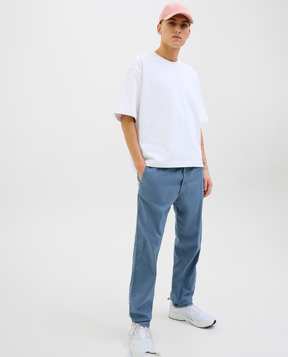 Joggers com Cordões e Cintura Subida Azul-11