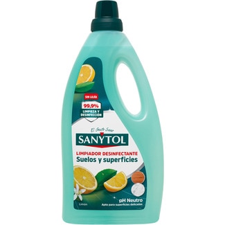 limpiador desinfectante sin lejía para todo tipo de suelos y superficies limón ph neutro botella 1.2 l - Sanytol