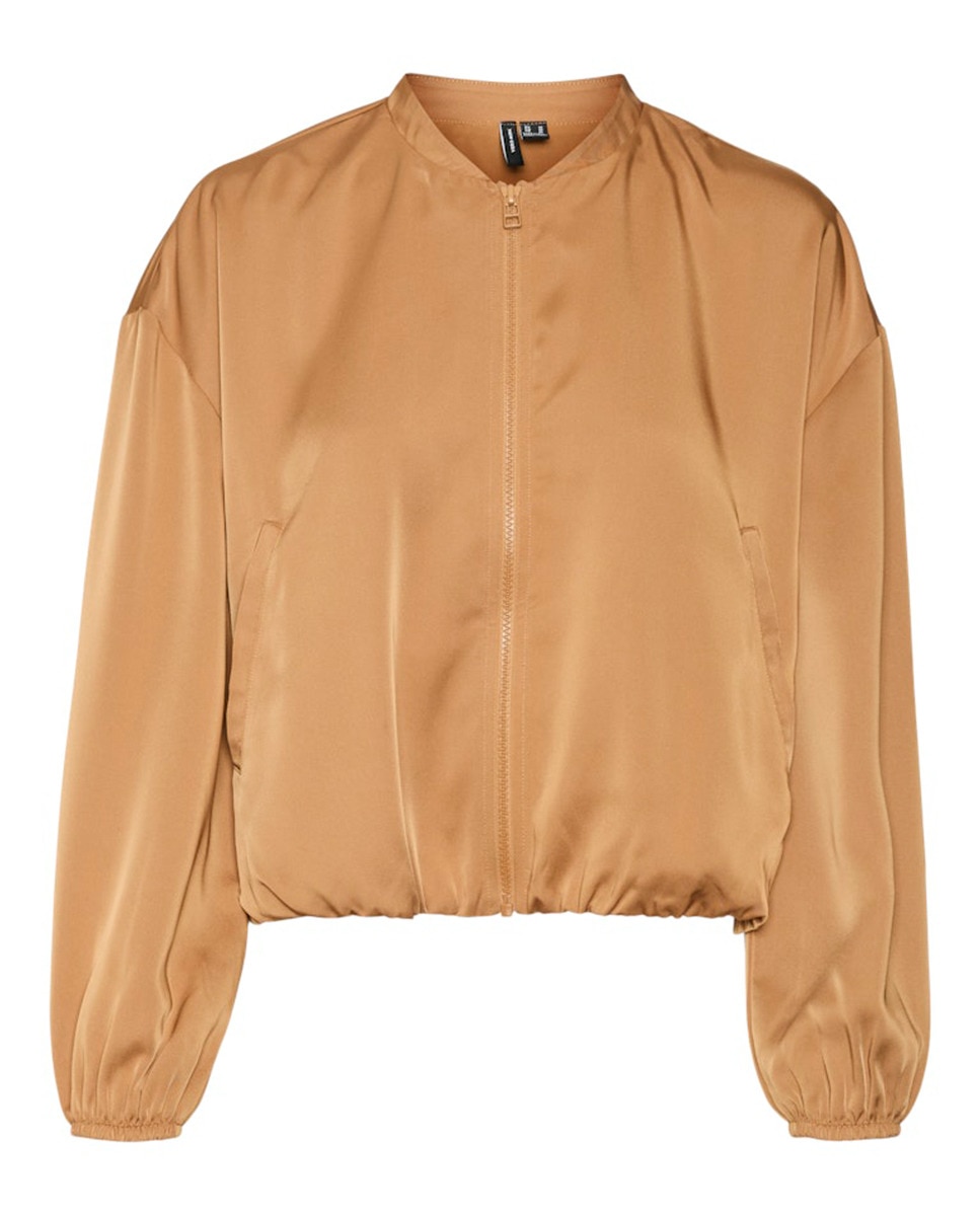 Blusão Bomber com Bolsos Bege-5