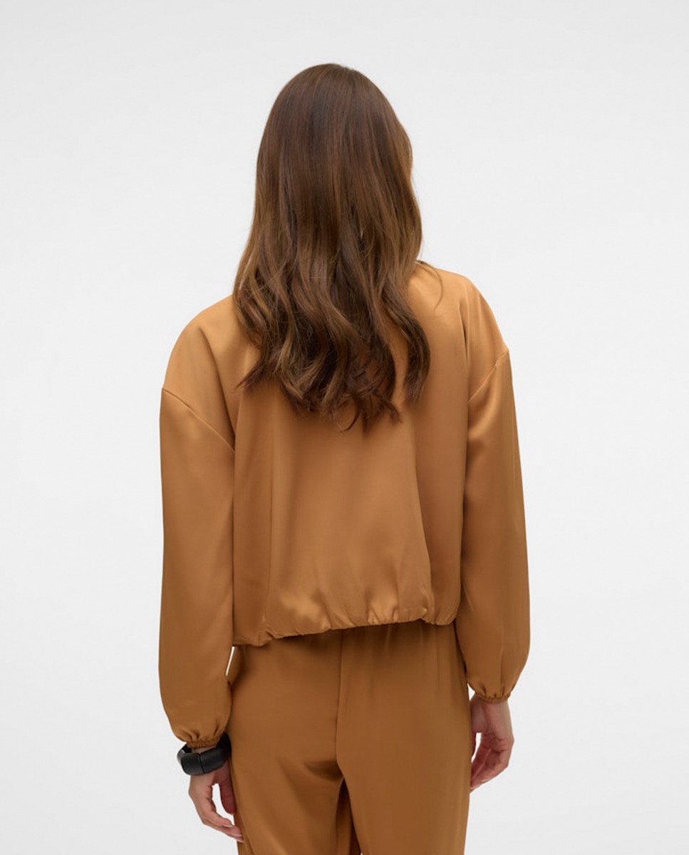 Blusão Bomber com Bolsos Bege-2