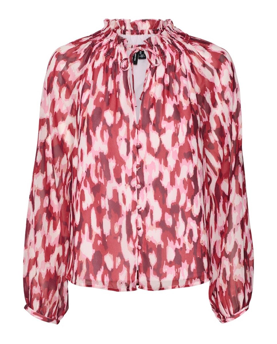 Blusa Estampada com Manga Comprida Fúcsia-5