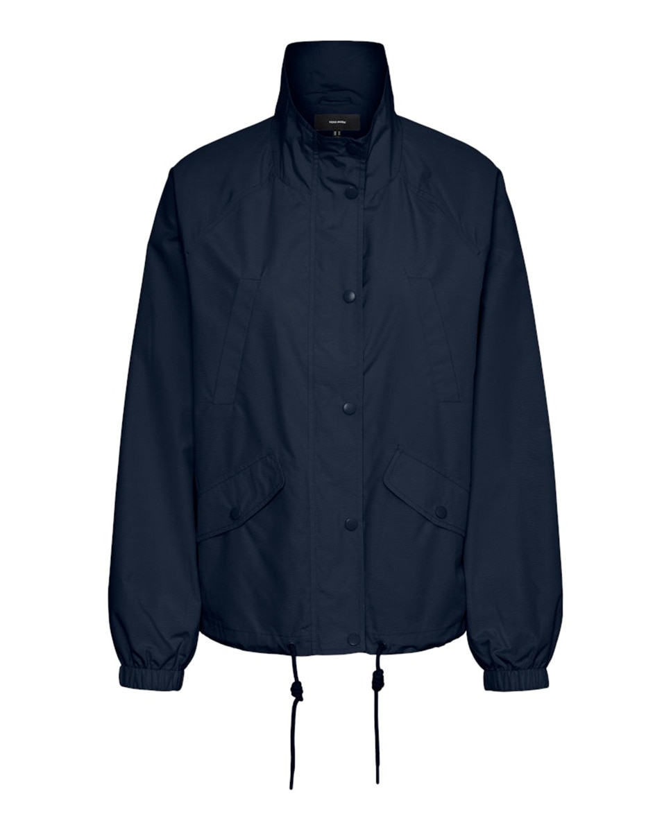 Parka Curta com Fecho de Correr Oculto Azul-marinho-5