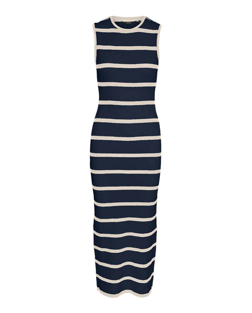 Vestido Comprido Cintado Azul-marinho-1
