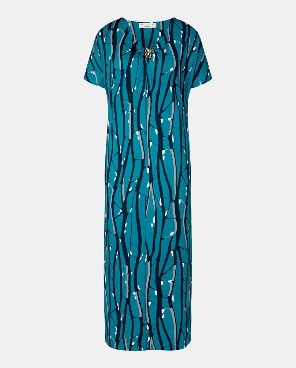 Vestido de Malha com Nó no Peito Verde-5