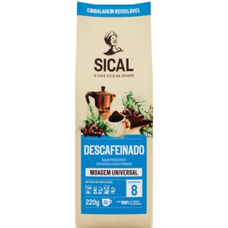 Café Torrado Moído Lote Descafeinado Moagem Universal Intensidade 8 embalagem 220 g - Sical
