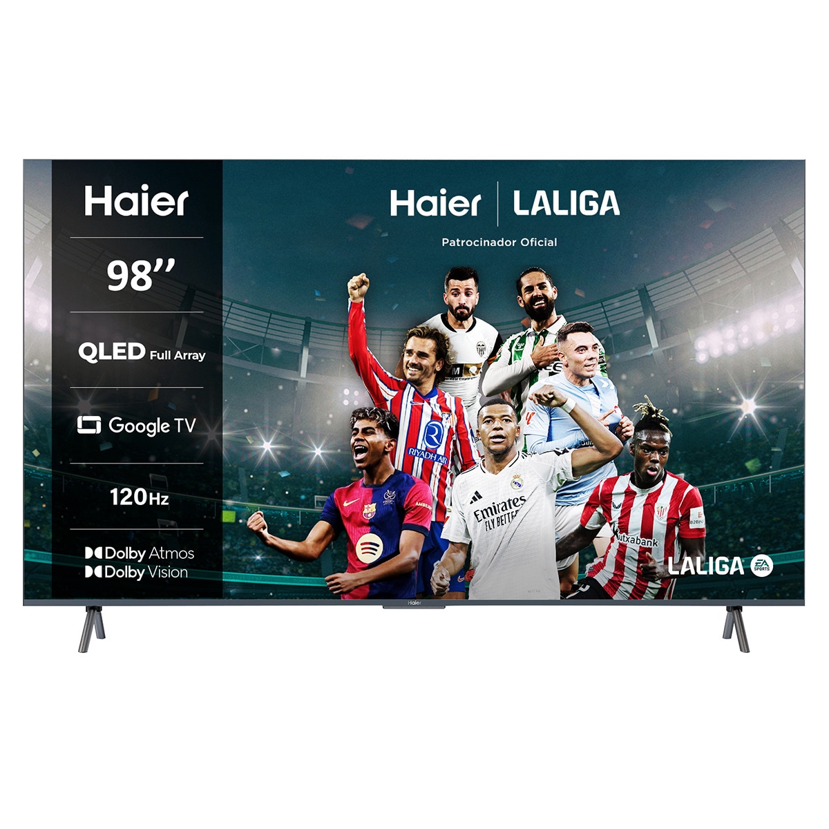 TV QLED 247cm (98") Haier H98S900UX 4K UHD, Full Array, Smart Google TV, Dolby Vision, Dolby Atmos Plata-1