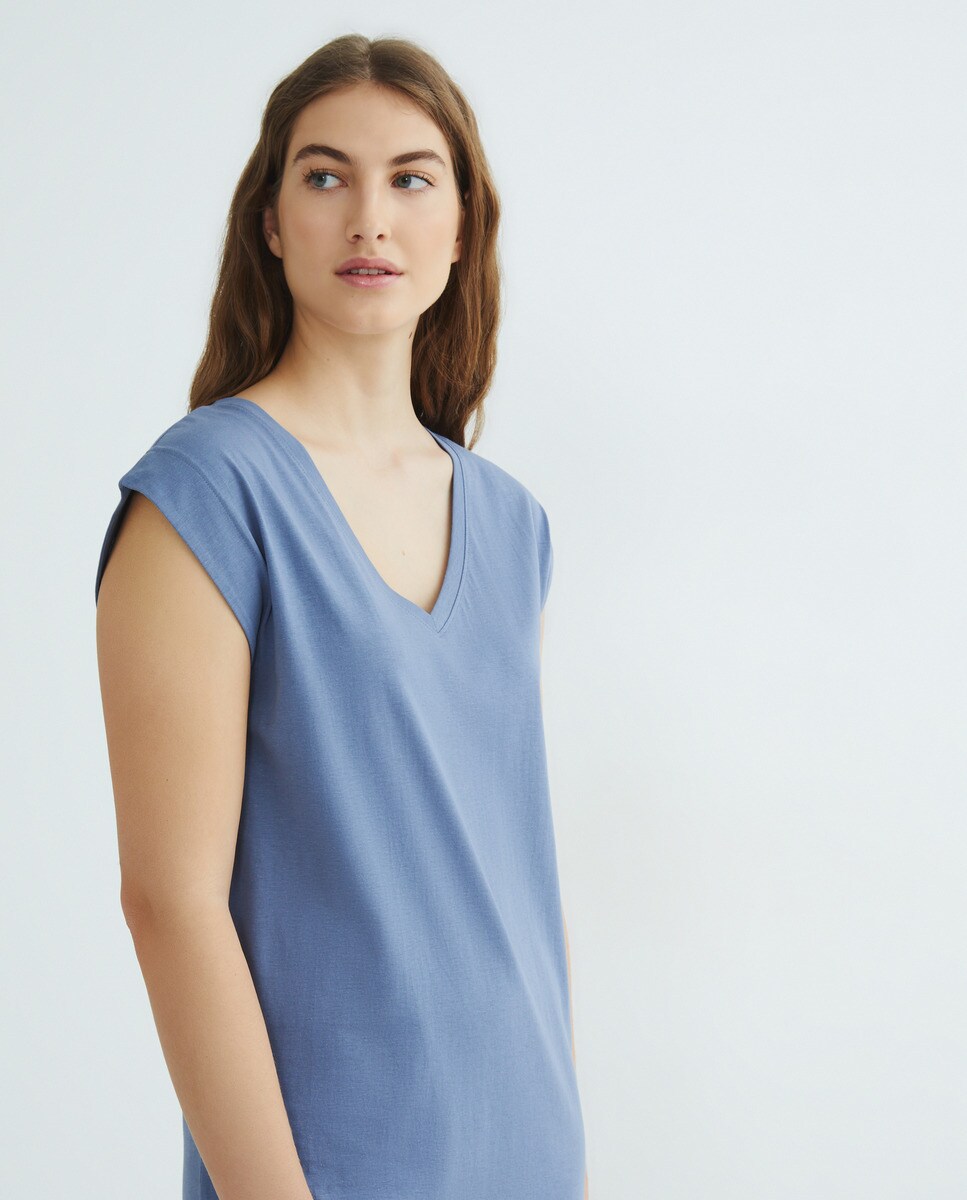 Camisón de mujer largo sin mangas Azul índigo-1
