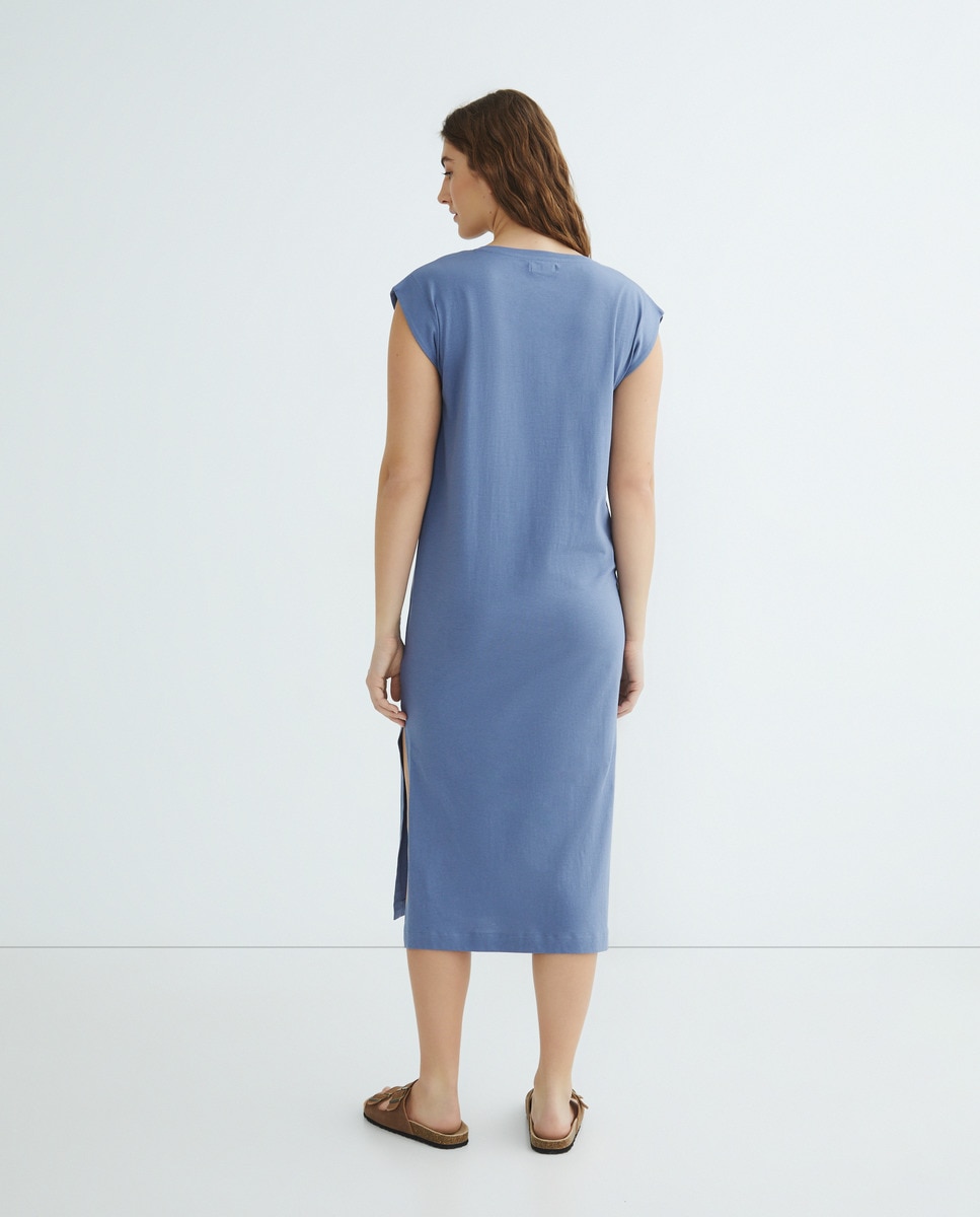 Camisón de mujer largo sin mangas Azul índigo-3