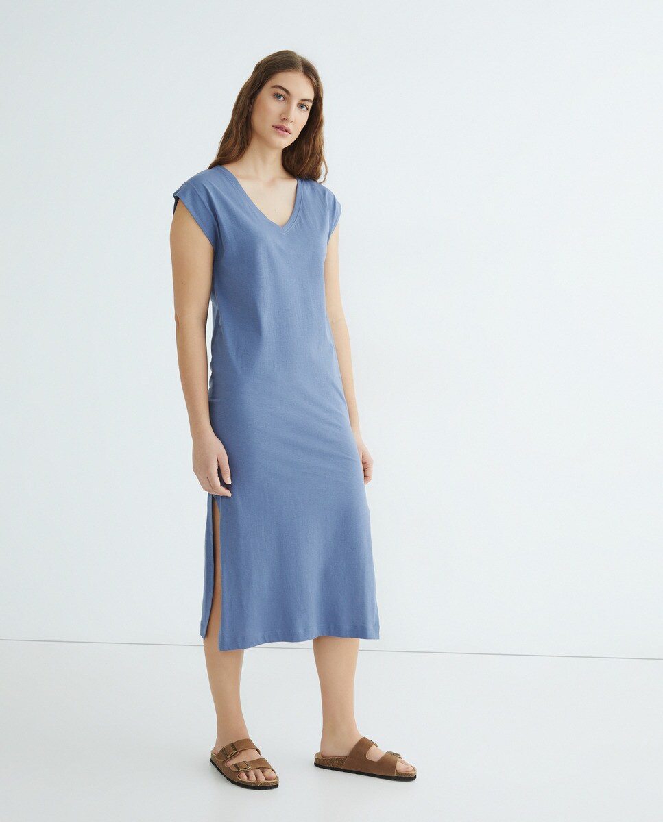 Camisón de mujer largo sin mangas Azul índigo-2