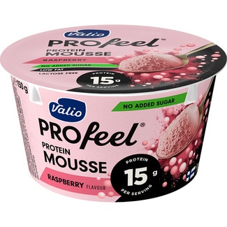 Profeel mousse con proteínas de frambuesa sin azúcar añadido sin lactosa envase 150 g - Valio