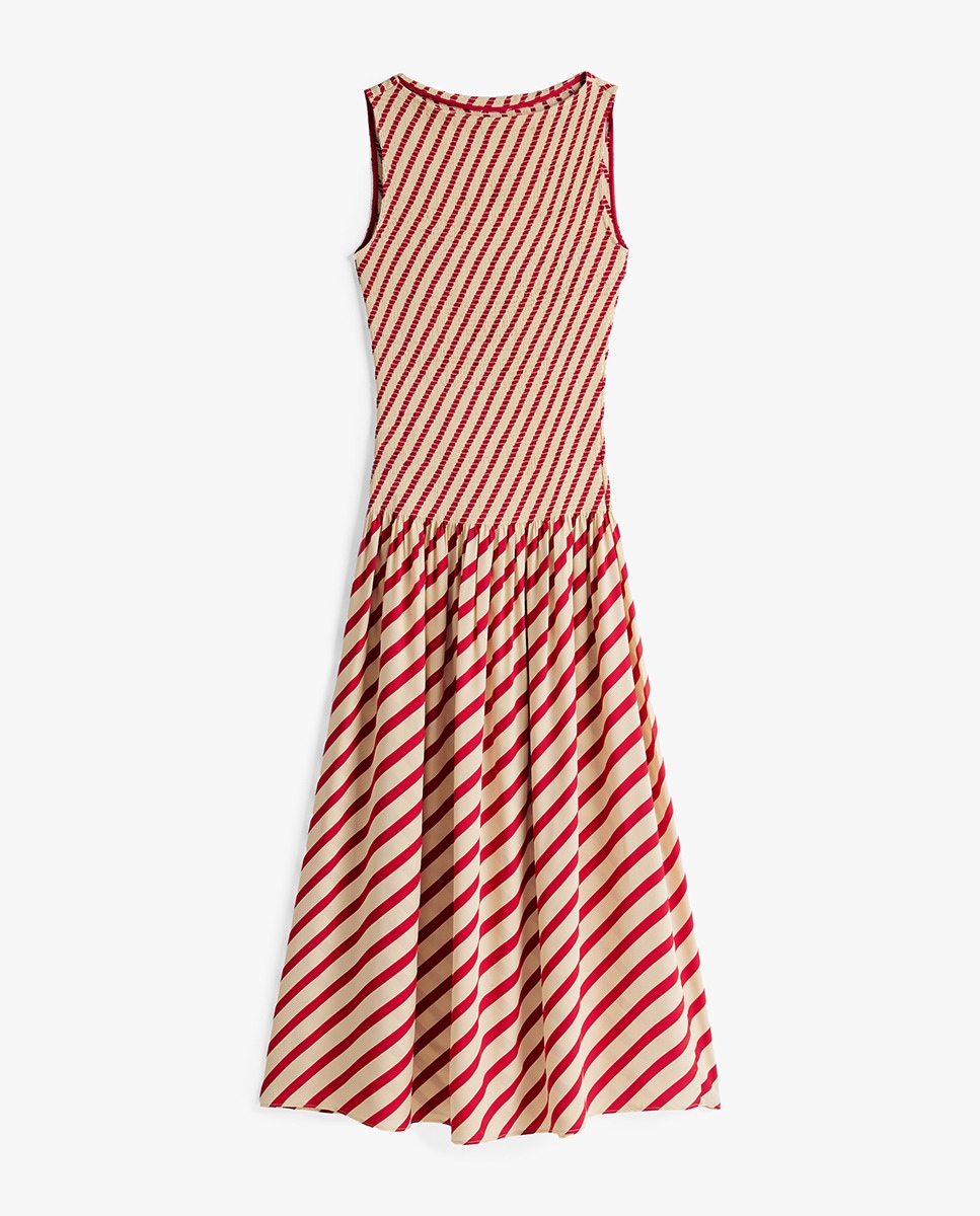 TH X SRG Vestido Comprido às Riscas sem Mangas Vermelho-5