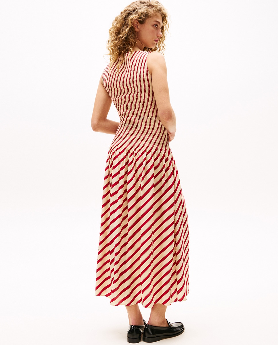 TH X SRG Vestido Comprido às Riscas sem Mangas Vermelho-2