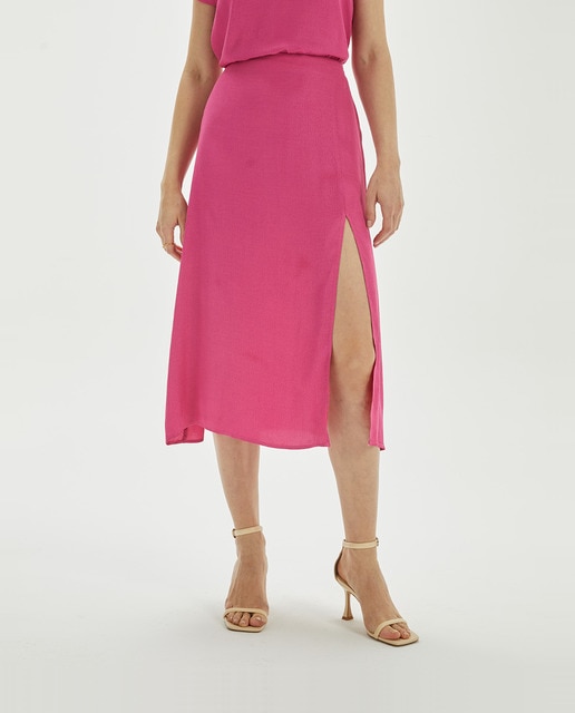 Imagen 0 de Falda midi jacquard abertura frontal de mujer