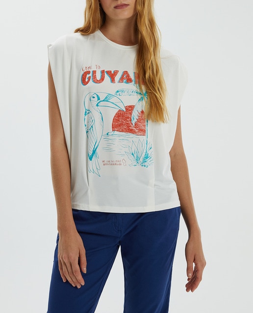 Imagen 0 de Camiseta de mujer escote redondo manga caída