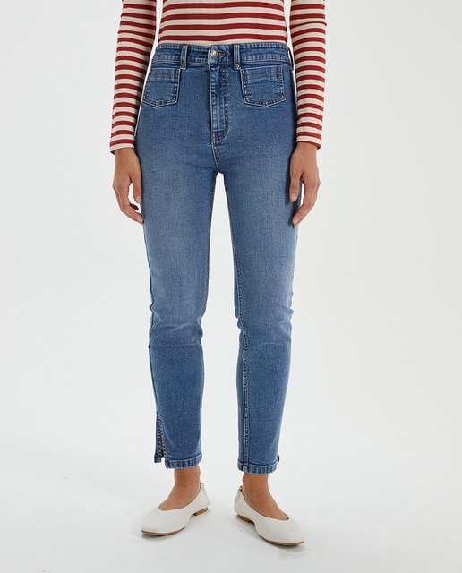 Imagen 0 de Jeans skinny fit tiro medio con bolsillos frontales de mujer