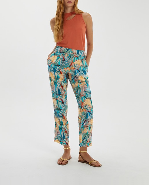 Imagen 0 de Pantalón de mujer estampado tobillero cintura elástica