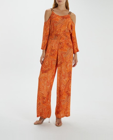 Pantalón de mujer ancho estampado goma elástica en cintura — oferta en Primeriti