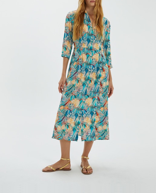 Imagen 0 de Vestido camisero midi estampado manga francesa