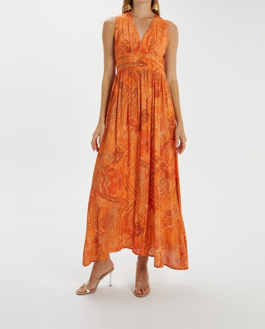 Imagen 0 de Vestido largo estampado sin mangas