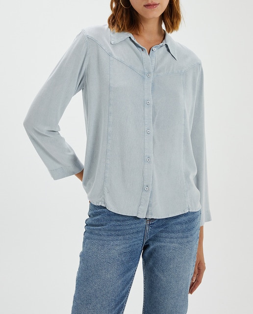 Imagen 0 de Camisa fluida canesú costura frontal de mujer