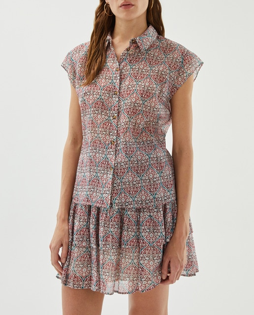 Imagen 0 de Camisa estampada cuello camisero de mujer