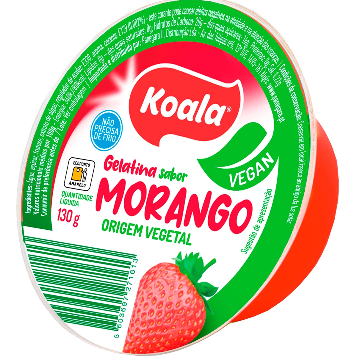 Gelatina Vegetal de Morango embalagem 130 g
