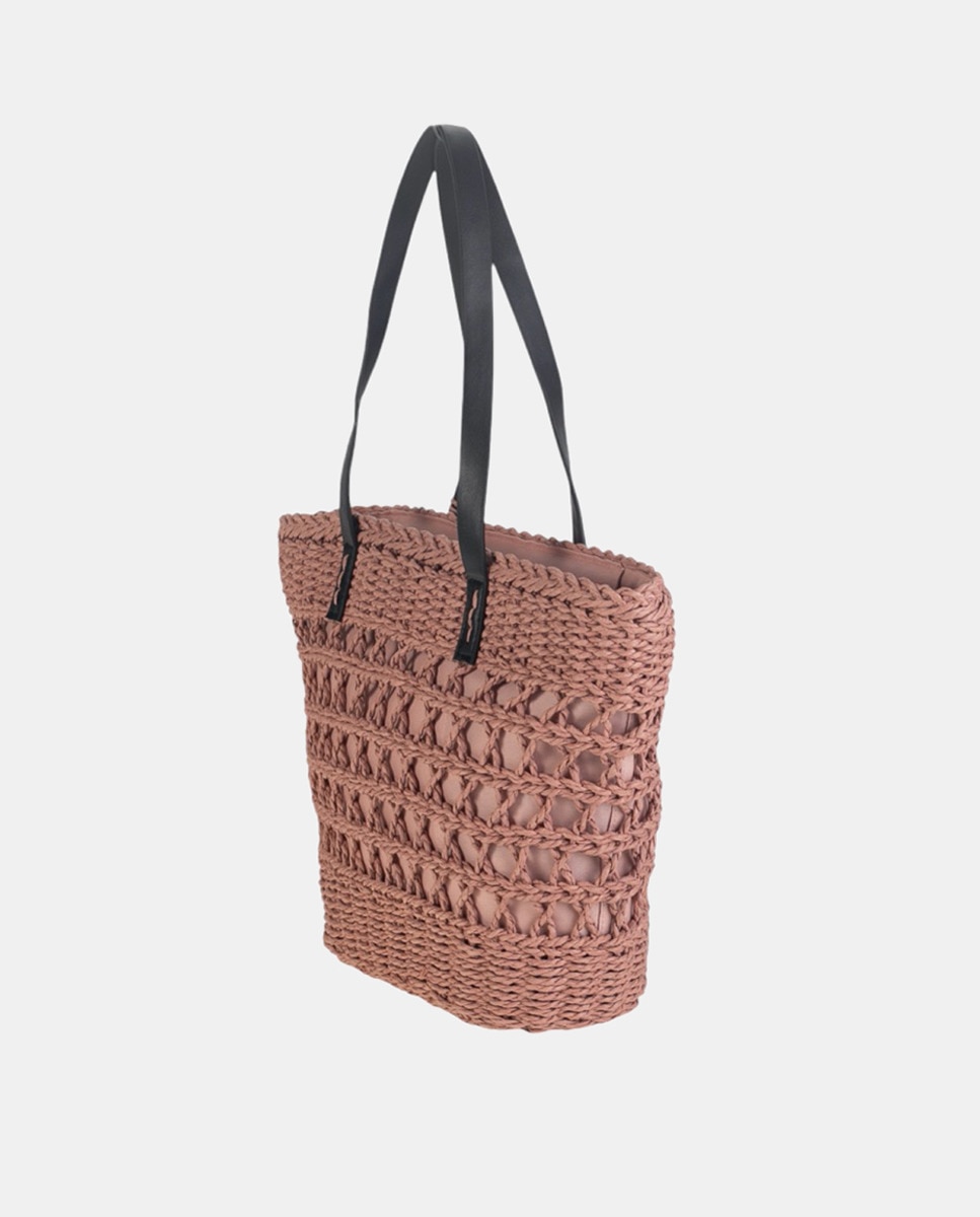 Cesta de Fibra Natural com Fecho de Correr Rosa-2