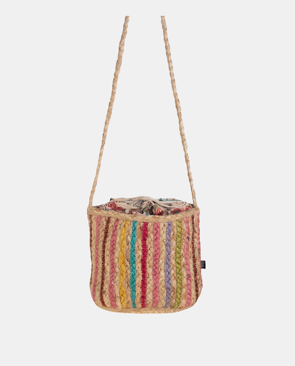 Mala a Tiracolo de Juta às Riscas Multicolor-1
