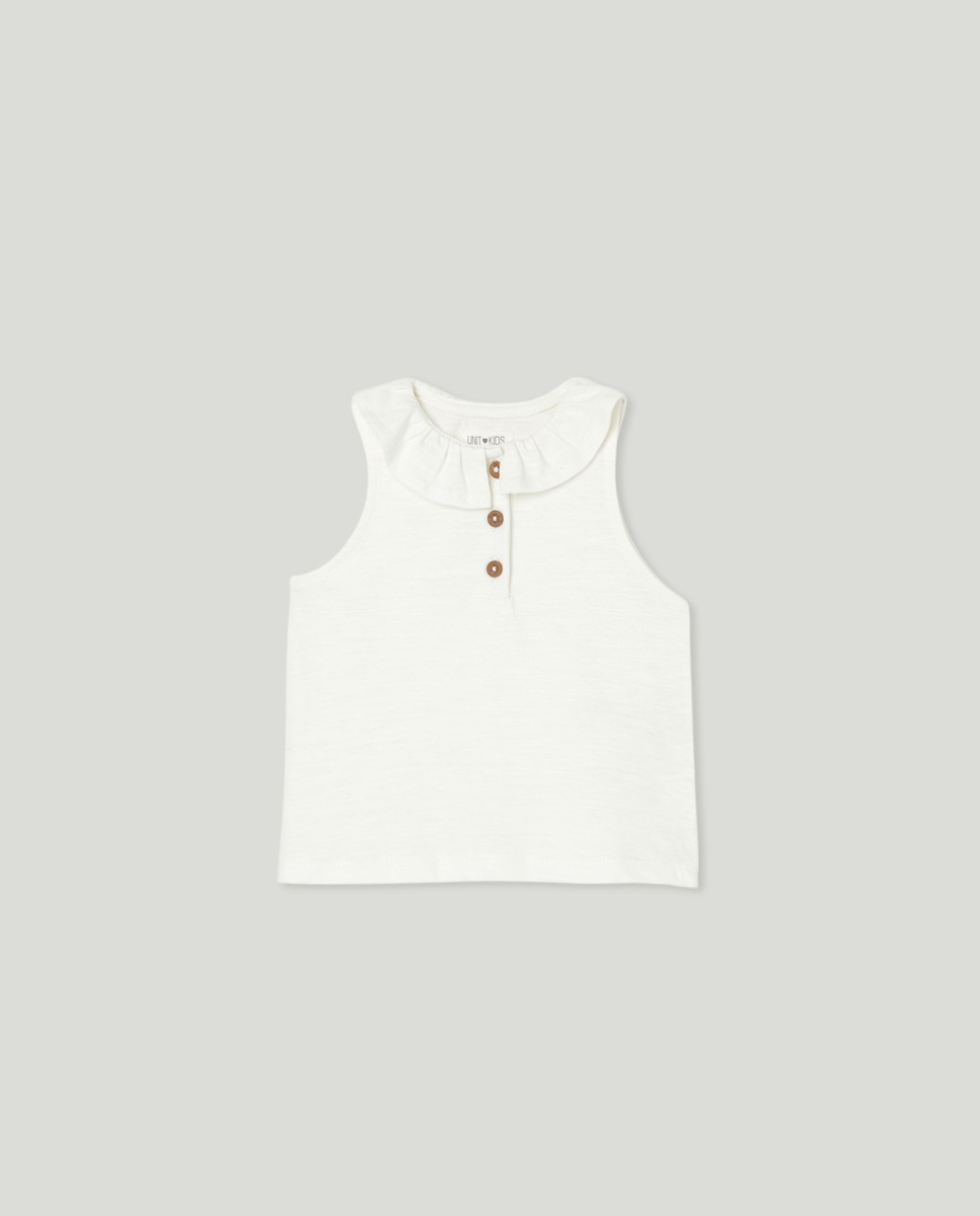 Camiseta bebé niña con cuello Blanco-1