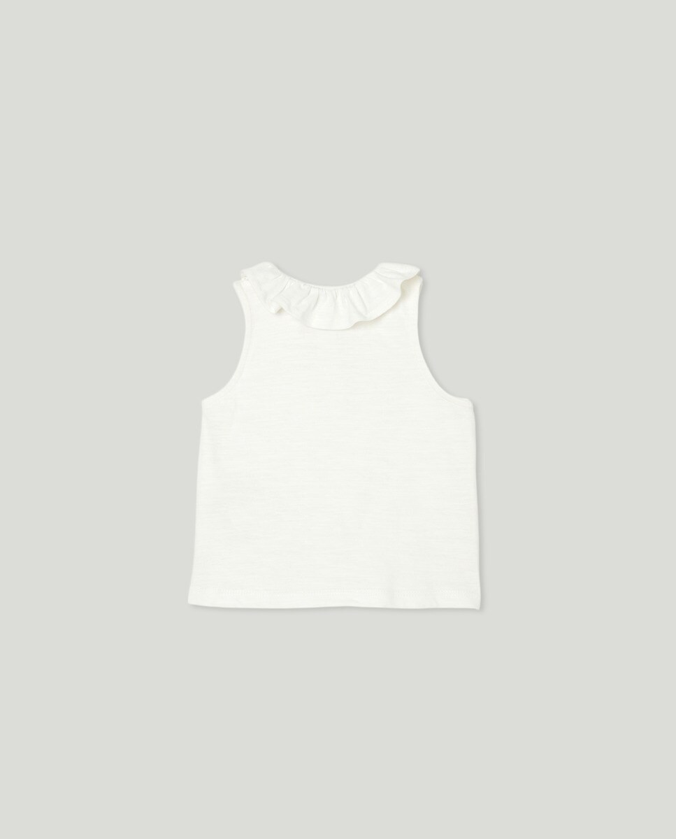 Camiseta bebé niña con cuello Blanco-2