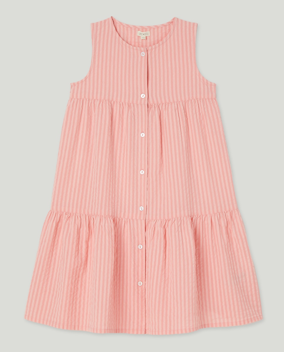Vestido niña seersucher rayas Rosa-1