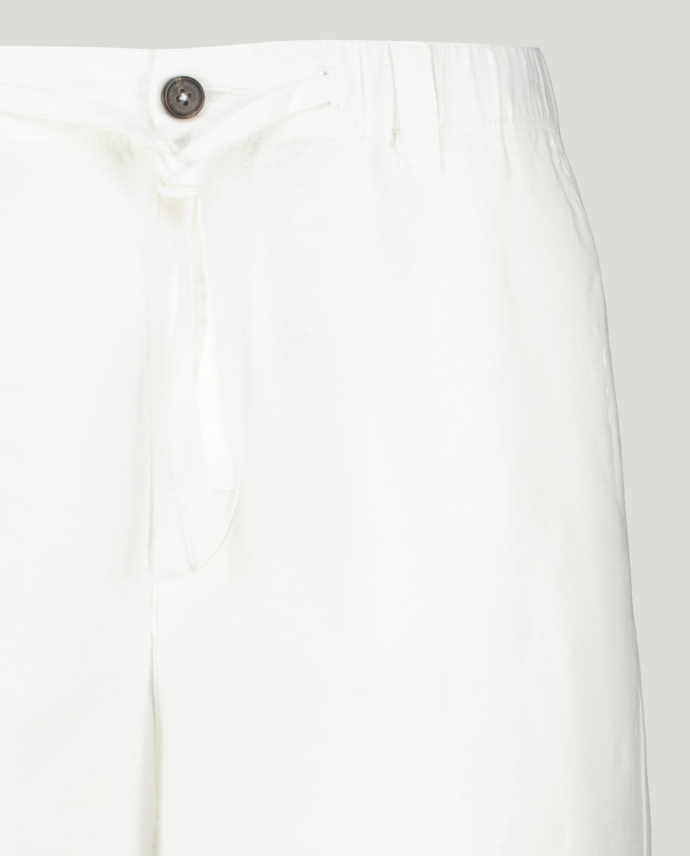 Bermudas Regular de Linho de Algodão Branco-5
