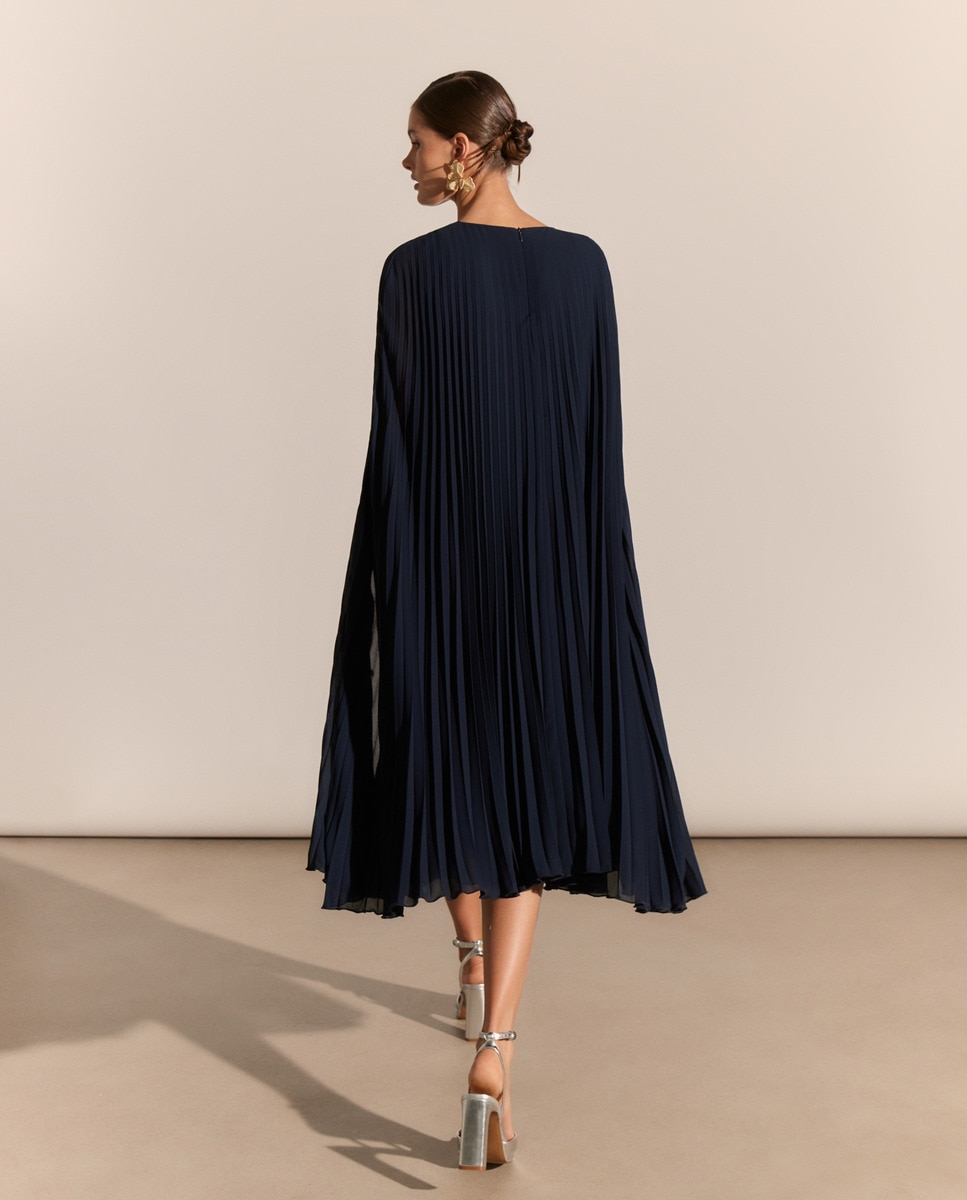 Vestido Curto de Capa Azul-marinho-6