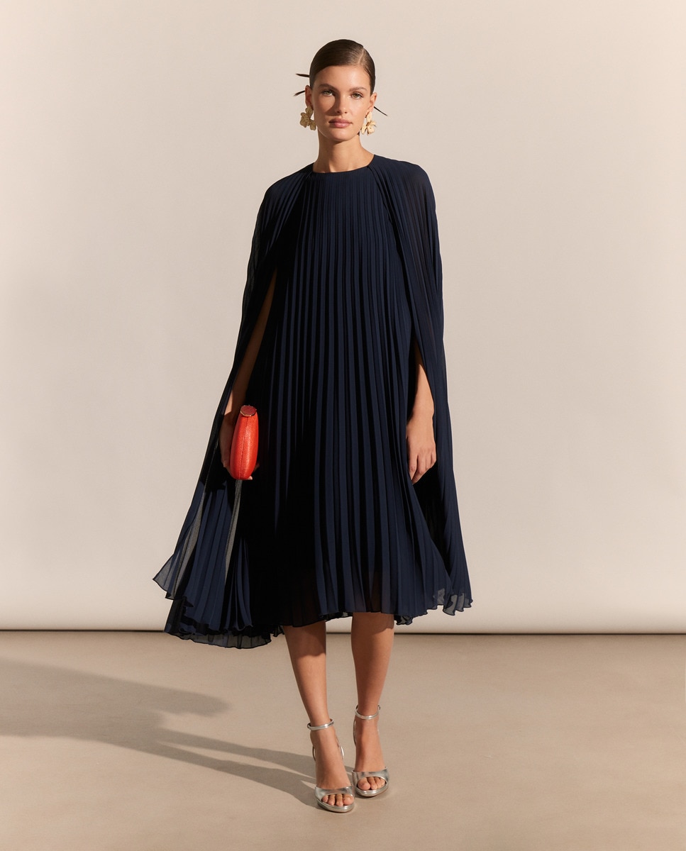Vestido Curto de Capa Azul-marinho-1