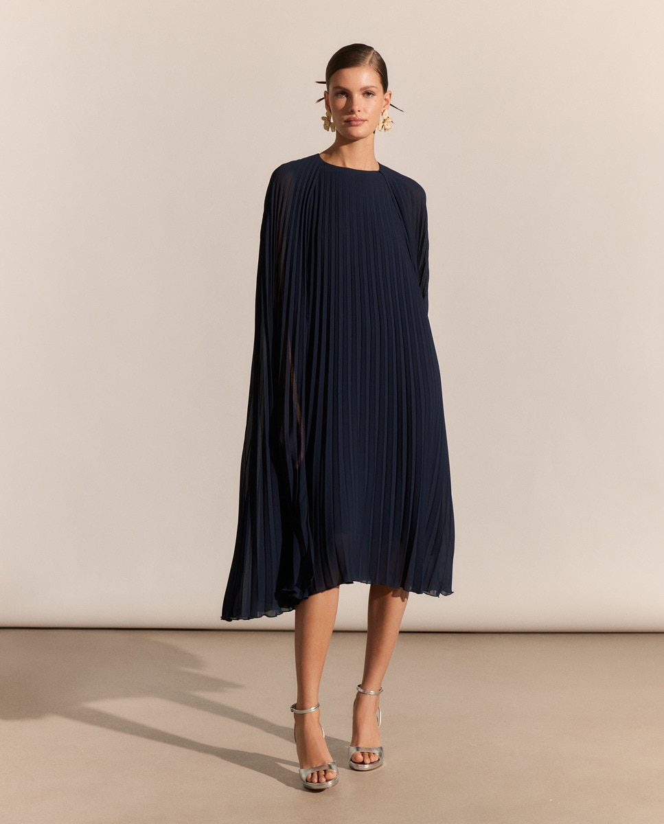 Vestido Curto de Capa Azul-marinho-2