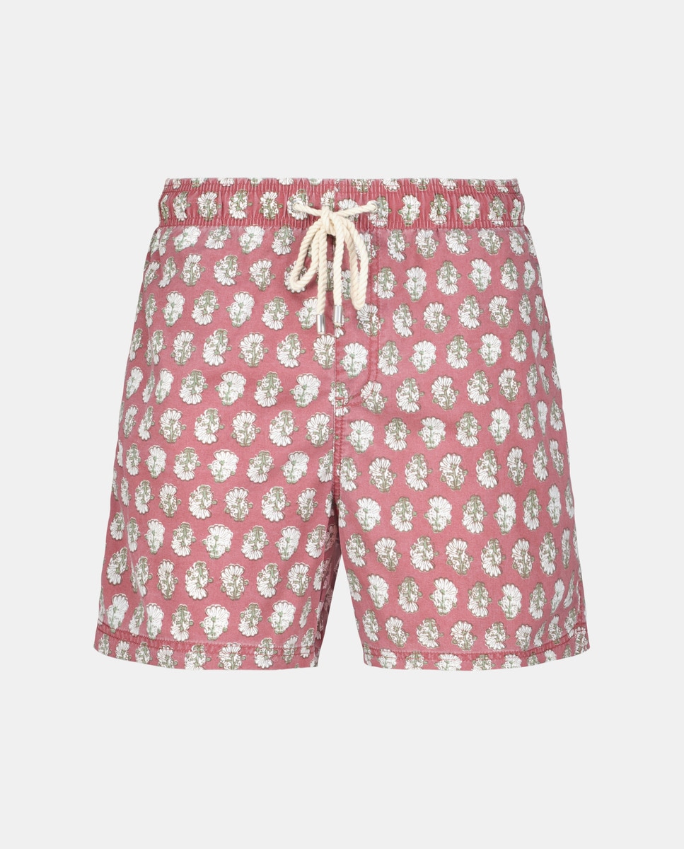 Calções de Banho com Cós Elástico Vermelho/Grená-3