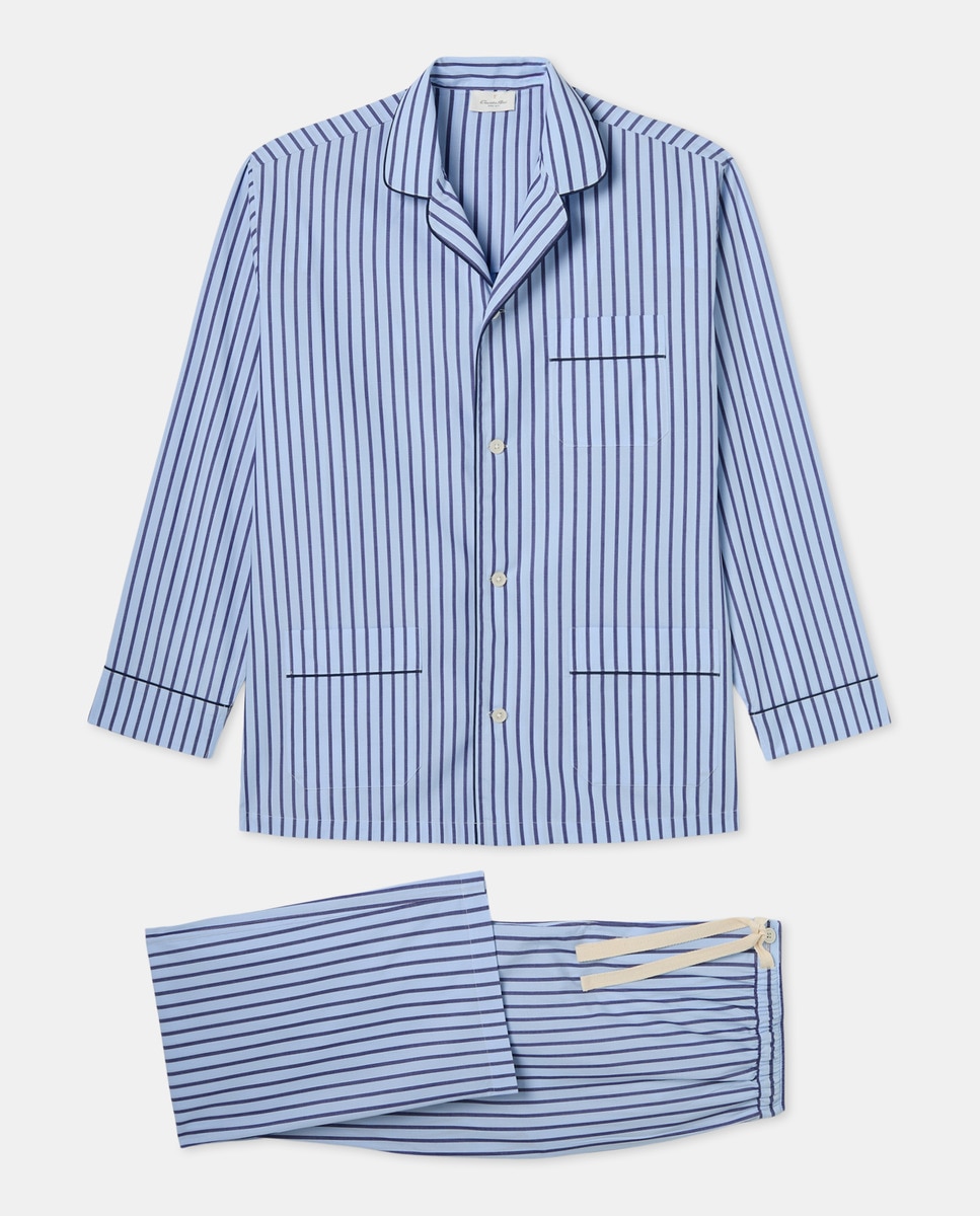 Pijama de Popelina às Riscas Azul-marinho-3